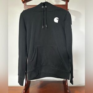 Carhartt Women’s Small 4-6 Black Hoodie White Graphic Hooded Sweatshirt